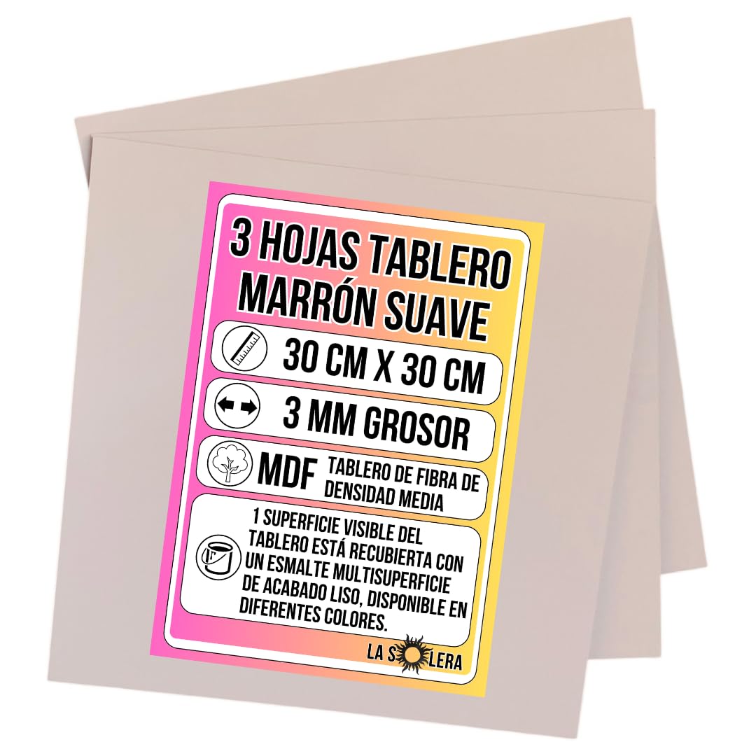 Panneau MDF marron doux 300x300x3mm pour travaux manuels et découpe laser