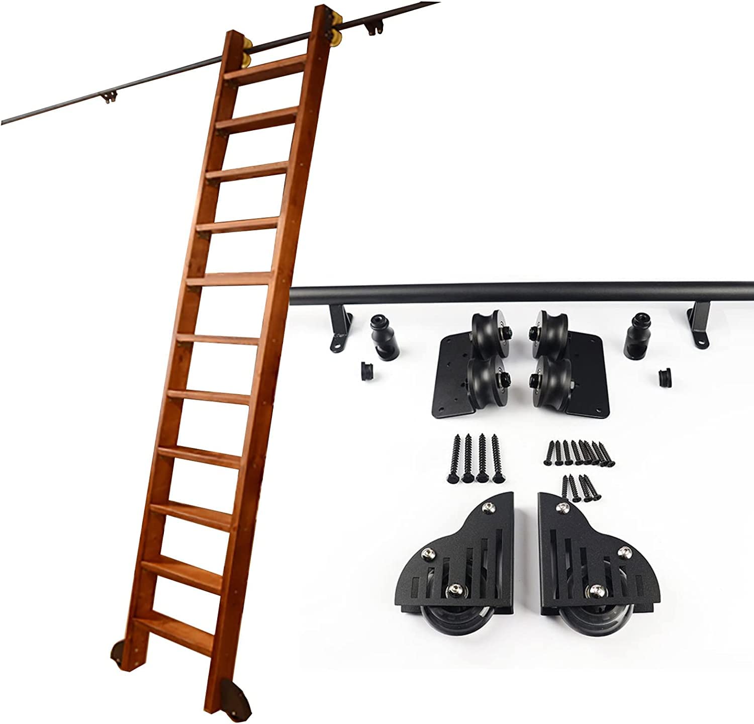 Rail coulissant pour échelle de bibliothèque de salon, kit complet 3,3 mètres