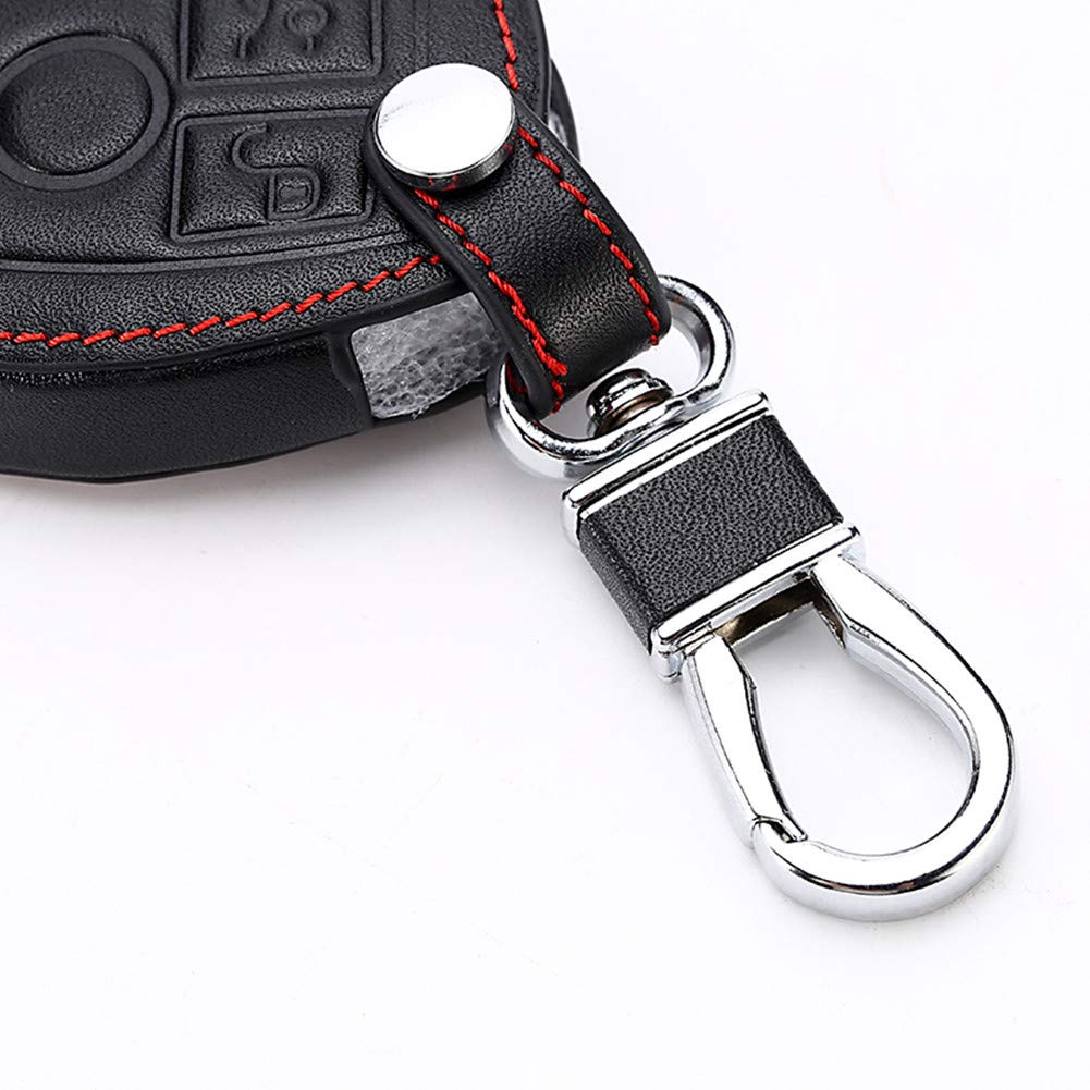 Happyit Leather Car Smart Key Case Cover for Mercedes Benz B C E ML S CLK CL 3 Buttons Remote Control, black, 7*3*1.5 cm - Image 2