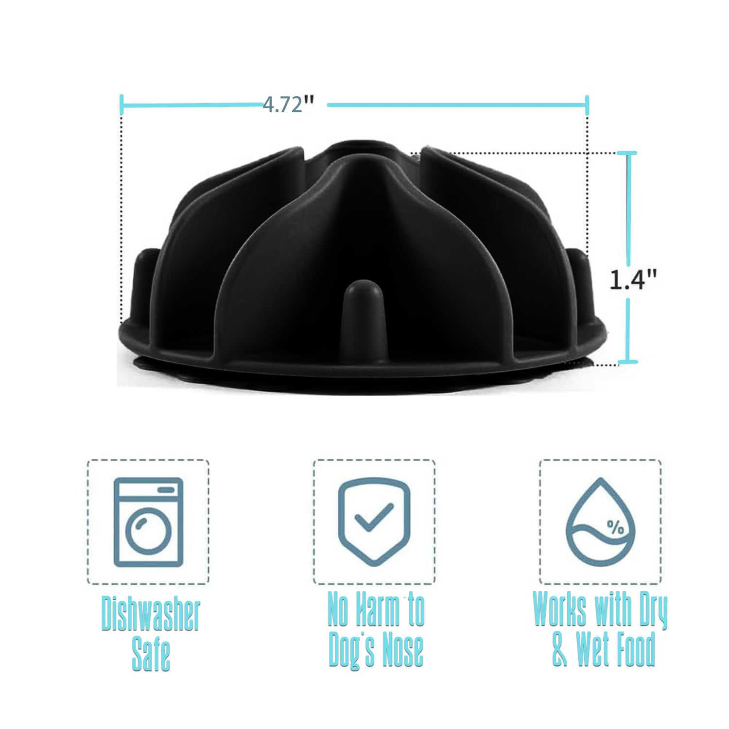 Slow Feeder Dog Bowl Insert Silicone Slow Feeder for Dog Cat Puppy Pet with Stong Suction Cups for Dog Bowls Slow Eating Bowls (Black - Image 2