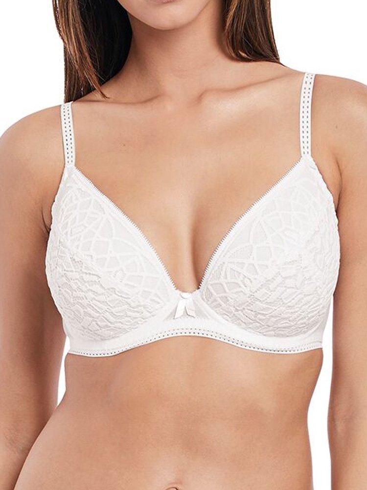 Freya Women's Soiree Lace Padded Plunge Underwire Bra, White, 32D