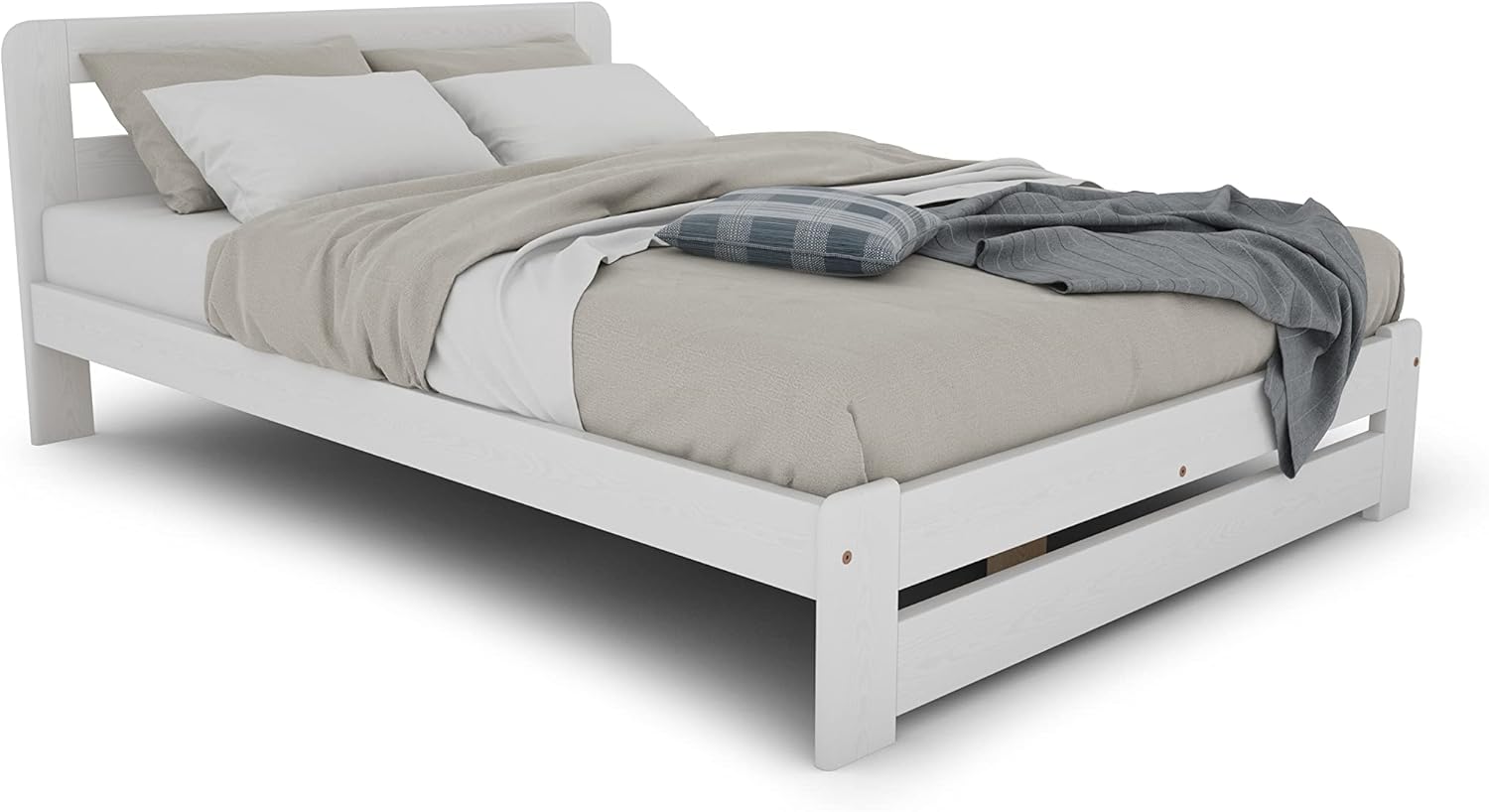 Nodax Wooden Bed Frame Small Double Size in White Finish (white, Small