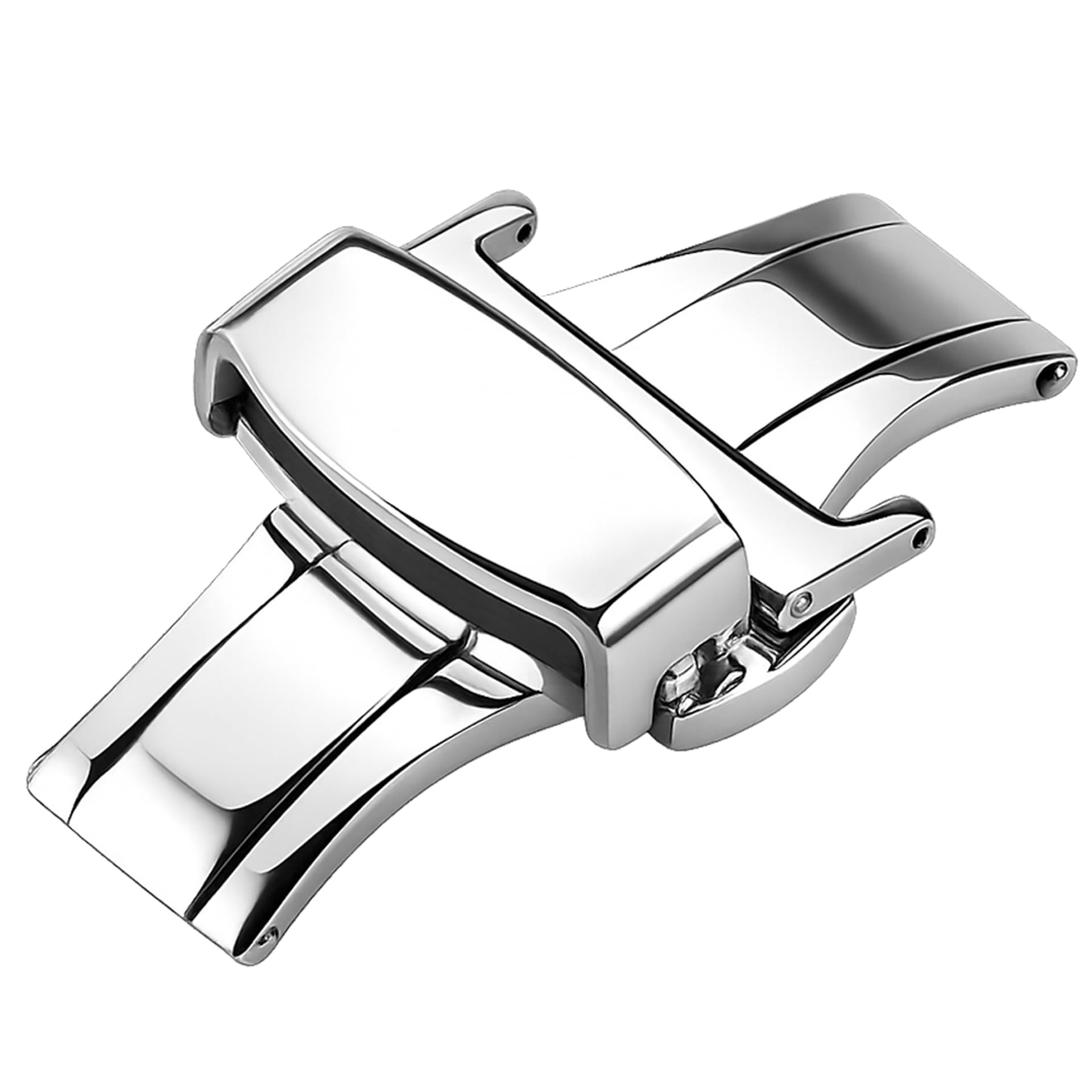 ‘’DSLCK3’’ Butterfly Lock Stainless Steel Deployment Buckle Double Push Spring Clasp for Watch strap // For 16mm, 18mm, 20mm, or 22mm Watch Bands (Silver, Choose Your Size)-image-9