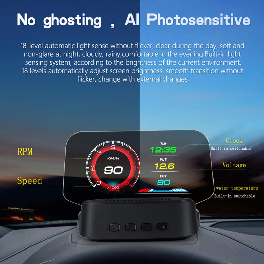 Auto Display HUD OBD Speedometro GPS Diagnostico Auto Strumento Diagnostico Scanner Lettore di Codice Automatico con Avviso di Fatica Allarme Eccessivo per Tutte le Auto