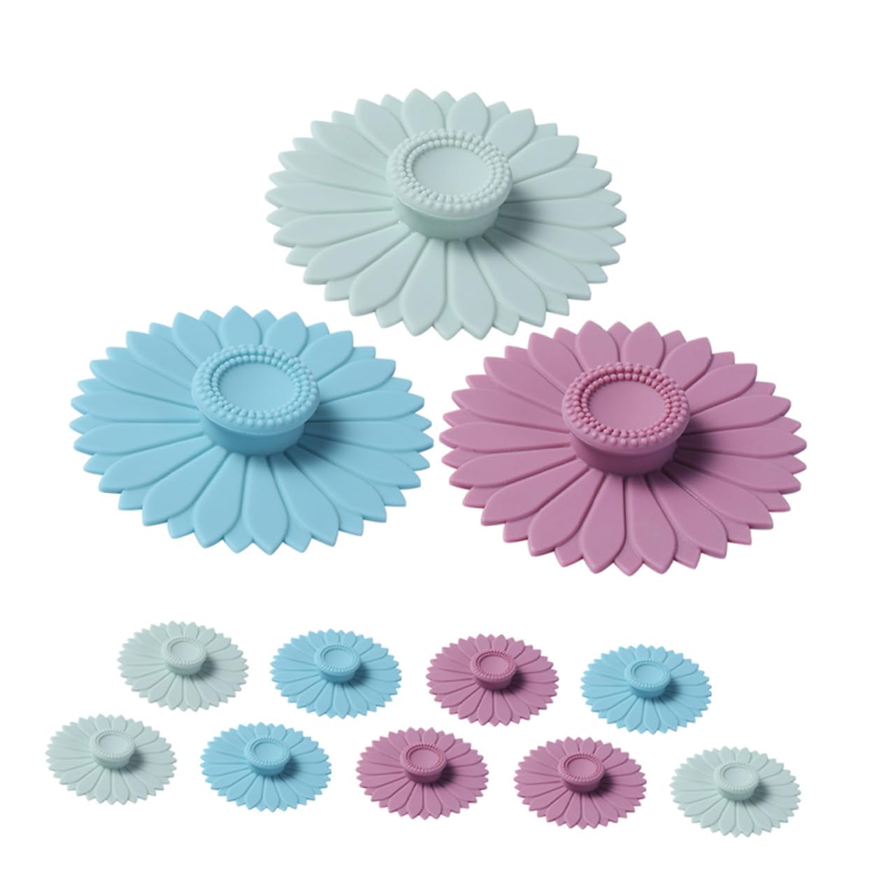 Gatuida Set di 12 Coperchi per Tazze in Silicone Design a Petali di Girasole, Copertura Antipolvere Versatile per Tazze in Ceramica e Mug da Caffè, Facili da Pulire e Resistenti al Calore