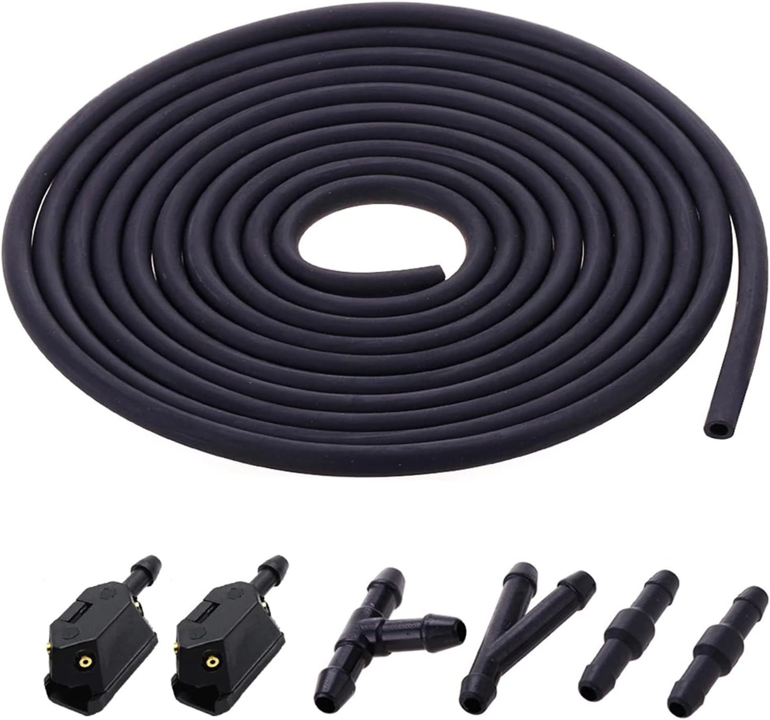 FOXBI Car Windshield Wiper Hose Kit, Front Windshield Washer Nozzles Kit Arm Mounted Jets Nozzles Washer Universal Car Windshield Wiper Spray Jet DIY Car Windshield Cleaning Tool Replacement Part