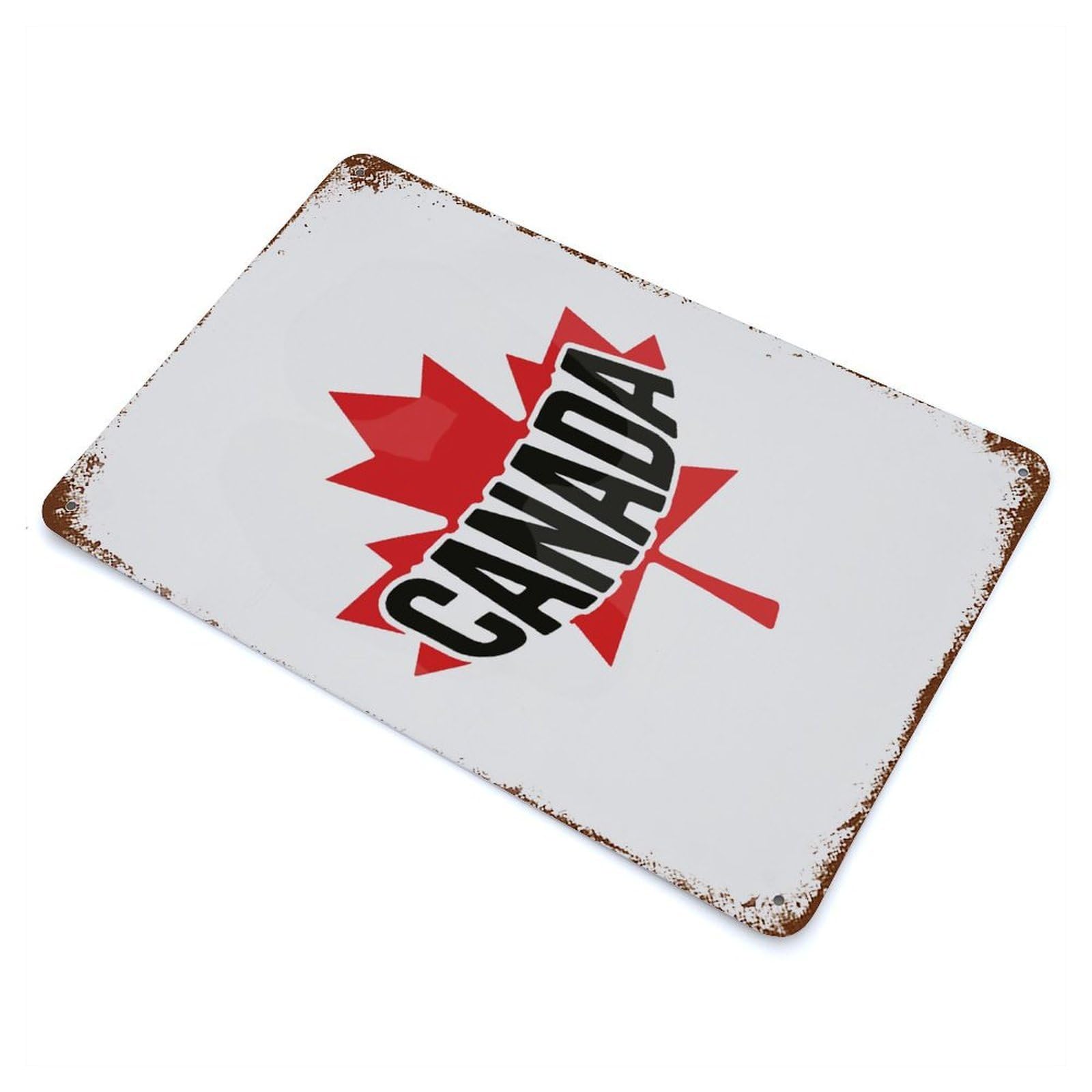 Rust Effect Canada Maple Leaf Logo Rusty Metal Tin Sign 11.8"x7.9", Old School Wall Decor for Basement, Hobby Room And Garage Decor
