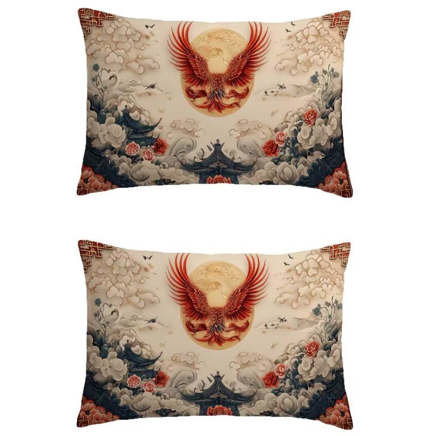 Housse de coussin imperméable 60x80cm oiseau rouge pour décorer votre salon de jardin