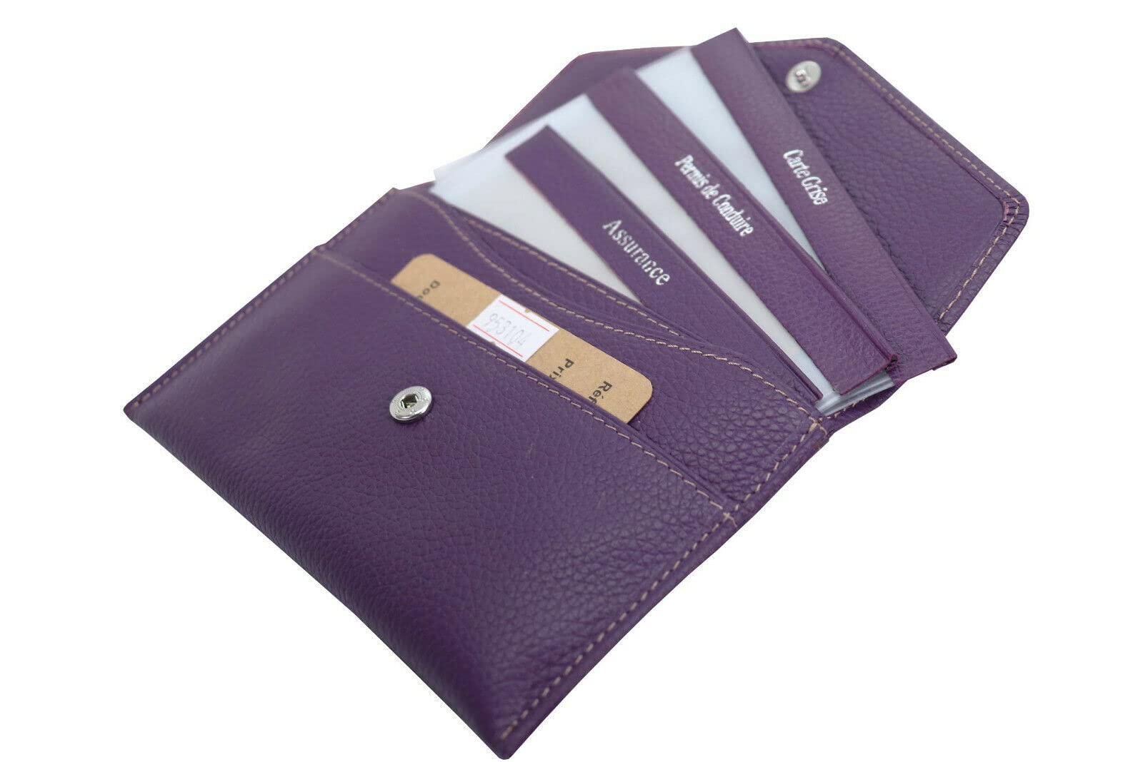 Pochette pour carte grise KATANA en cuir grainé réf 953104 (11 coul. disp.) (violet)