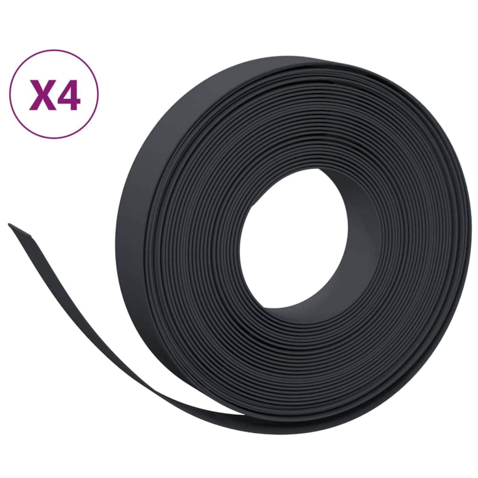 Bordo per prato, 4 pezzi, nero, 10 m x 10 cm, in polietilene, flessibile per aiuole, aiuole e laghetti, resistente ai raggi UV, resistente alle intemperie
