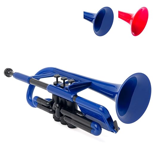 pInstrument pCornet Plastic Cornet - Mouthpieces and Carrying Bag - Lightweight, Versatile, Comfortable Ergonomic Grip - Bb Authentic Sound for Student & Beginner - Durable ABS Construction - Blue