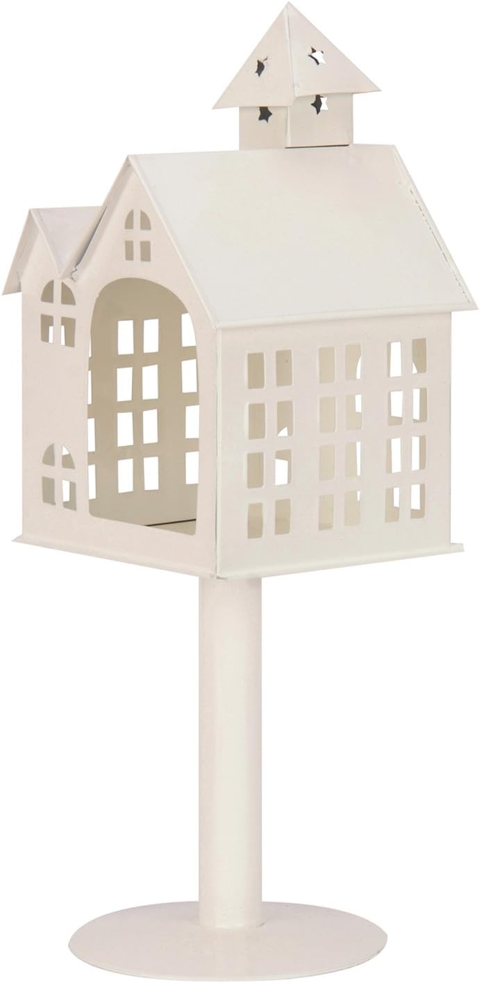 Nuha Metal Stand Bird House/Hut, White