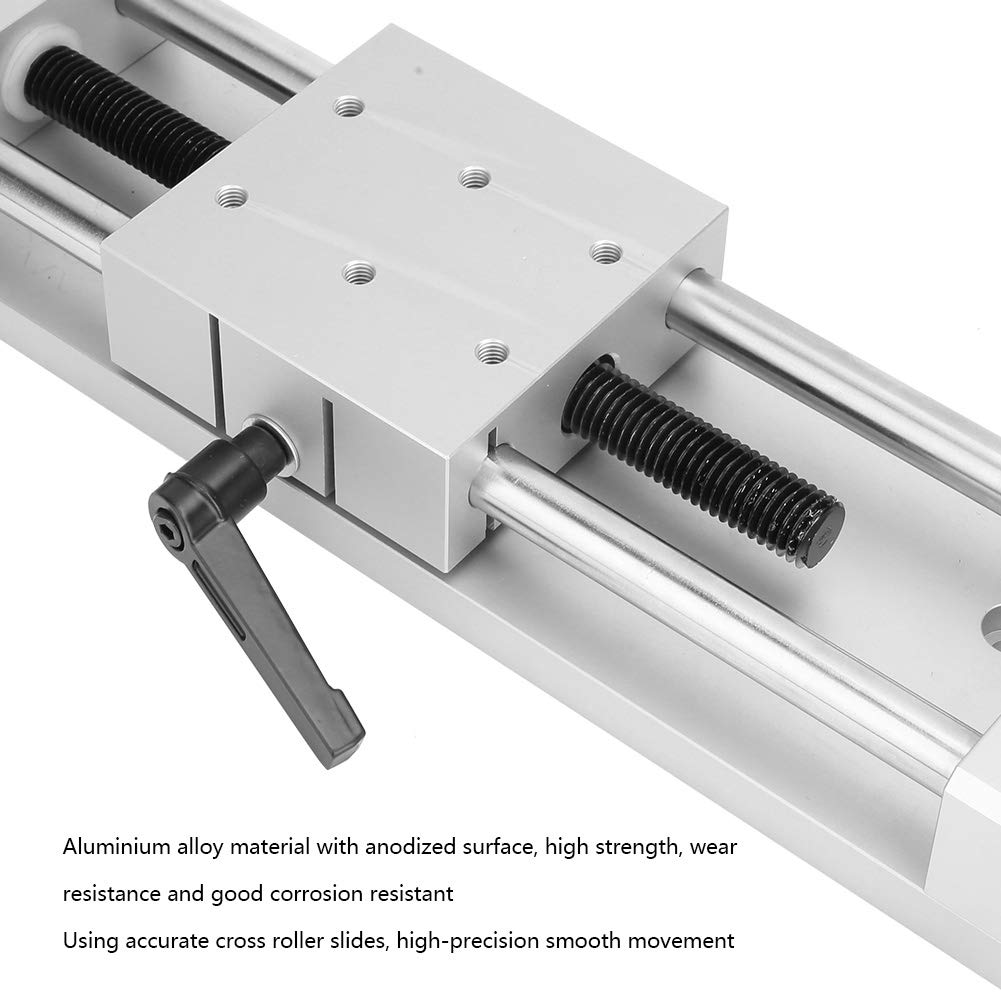 Tavolo scorrevole 150 mm con binario lineare, attrezzatura per tavolo scorrevole lineare manuale, modulo guida lineare manuale, modulo tavolo scorrevole con vite a croce, 80x80mm （150mm）