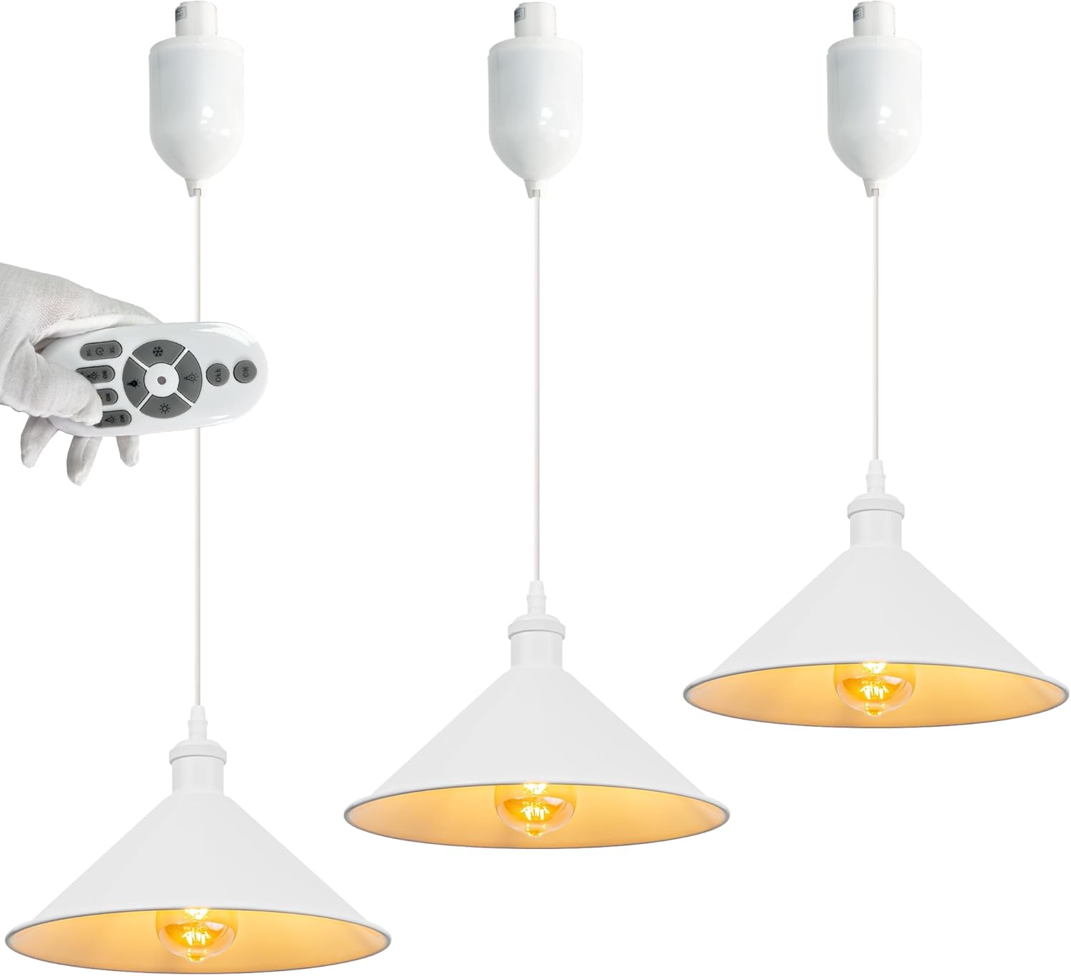 Adjustable Height Halo Track Lighting Pendants, 4 Ft Cord, H-Type Track Lighting Pendants with Retro Cone, E26 Smart LED Edison Bulbs Track Mount Pendant Light for Kitchen Island, 11.8"