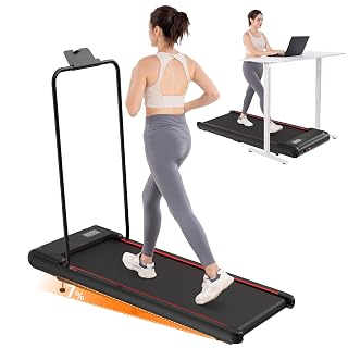 Laufband, platzsparendes Laufband mit Bügel, Walking Pad 3-Stufen Neigung, Tablet-Halter, leiser Motor, inkl. Fernbedienung & Display, für Zuhause und Office (Black) - Amazon product rated Grade B
