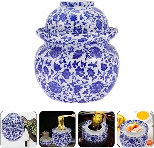Miniatura 4 de Vaguelly Tarro de cerámica Kimchi Jar Cerámica PicklesKimchi Jar WStrainer & Lock - Tanque de fermentaciónpreparación tradicional y recipiente de