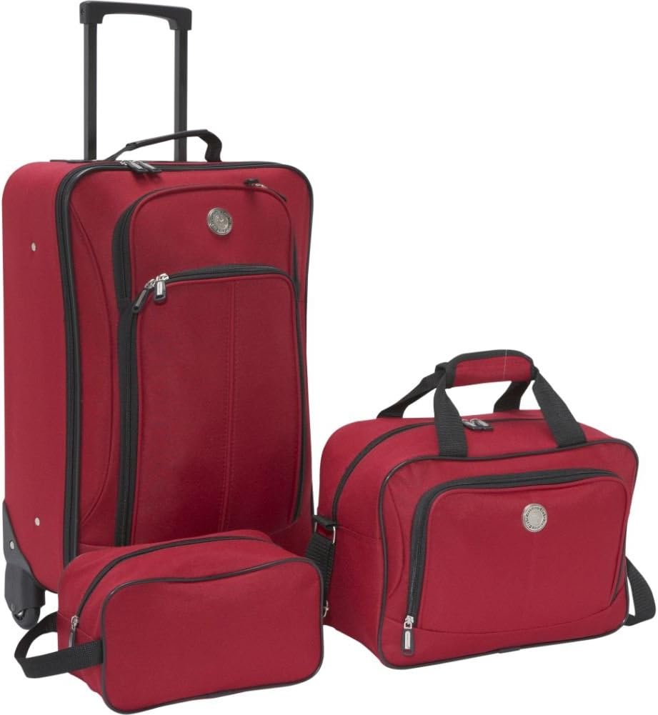 Travelers Club Euro Value II Softside Upright Luggage, Red, 3-Piece Set