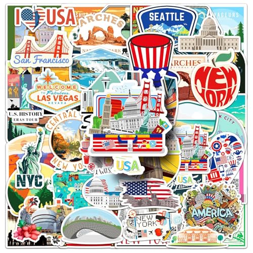 Adesivi americani, 100 pezzi New York Vacanza Viaggio Adesivi, Adesivi