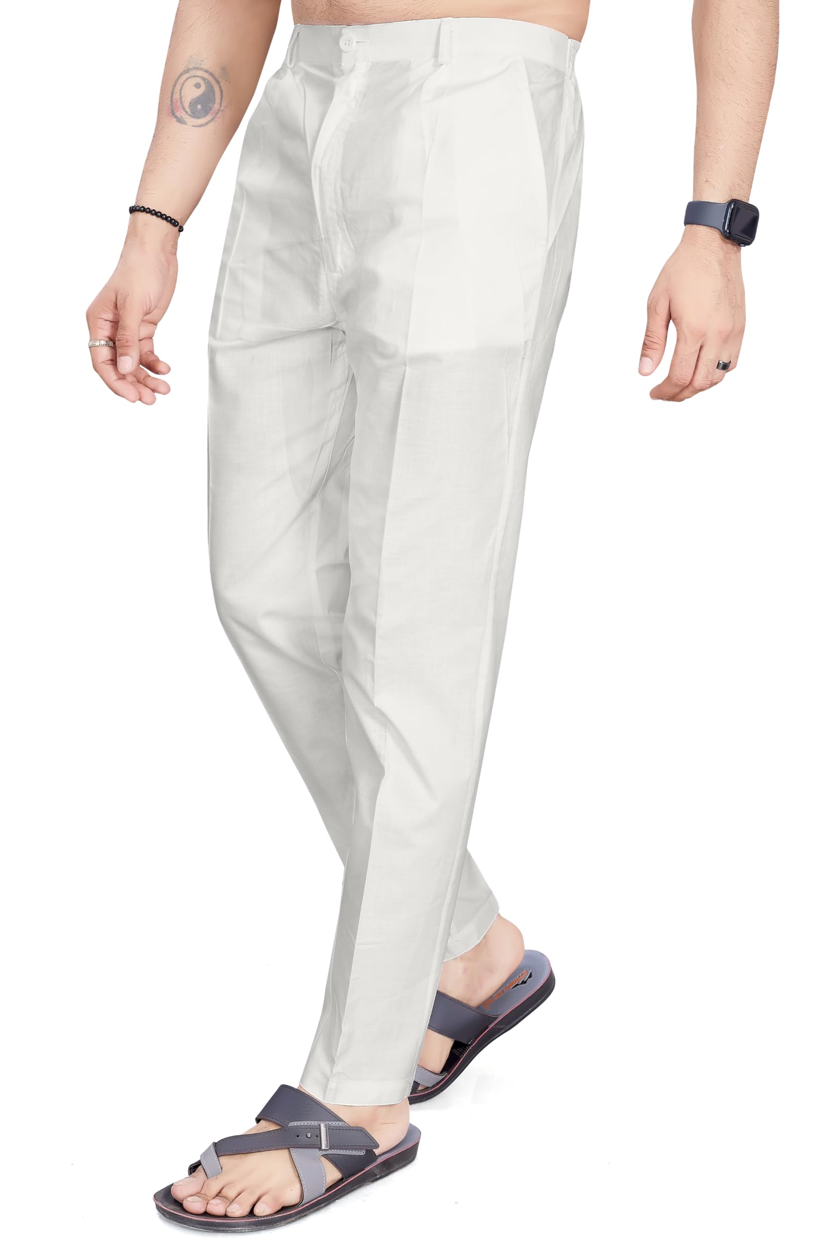 Divisive Men's Cotton Stitched Slim Fit Pyjama/Pant (Dpt28_Xl_Off White)