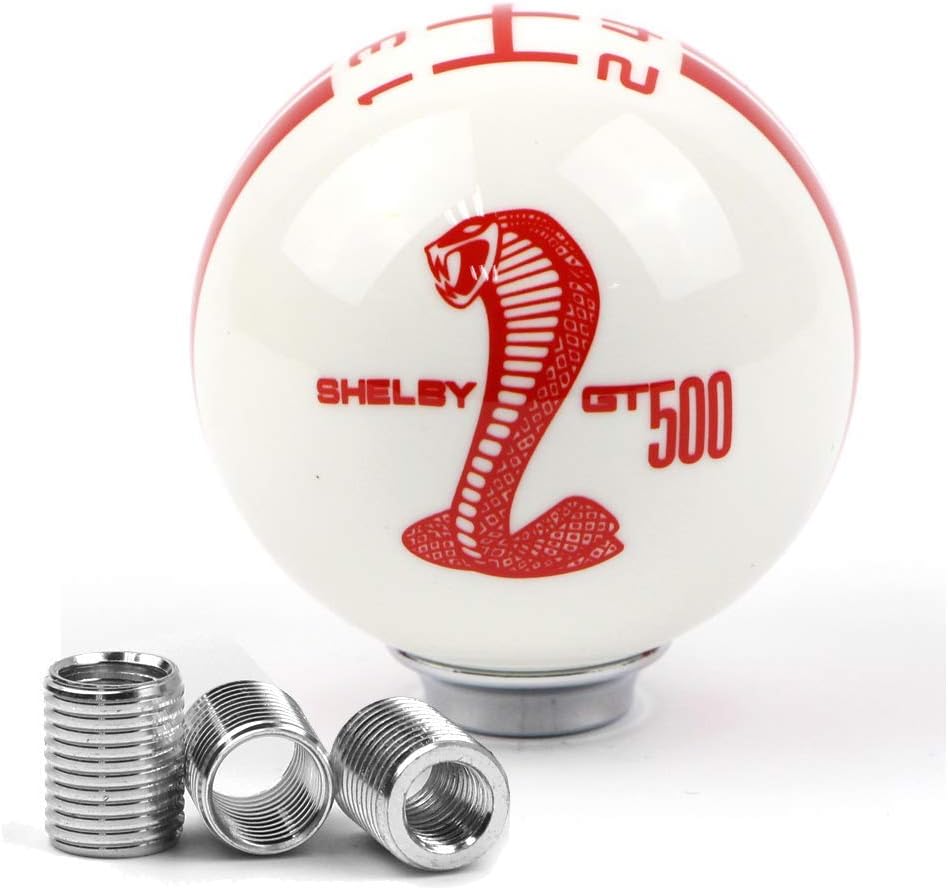 Dreamseek for Ford Mustang Car Gear Shift Knob 5 Speed Cobra Logo Manual Handle Ball (Red)