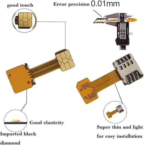 Miniatura 4 de Adaptador de tarjeta SIM dual Micro SD (2 piezas) para teléfono inteligente Android, extensor de tarjeta SIM dorado ultra delgado para Samsung S7