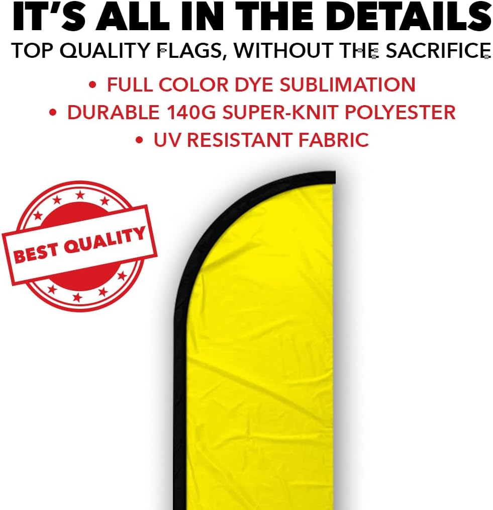 Infinity Republic - Yellow Solid Color Windless Full Sleeve Banner Swooper Flag - Perfect for Businesses, Restaurants, Cafes, Schools, etc!