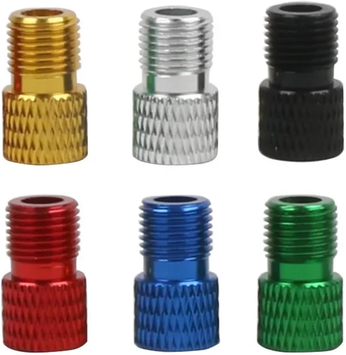 4PCS Aluminum Alloy Bike Valve Adapter Convert Presta To Schrader Valve Bicycle Pump Air Nozzle Tube Tools Bicycle Accessories(4PCS SILVER)