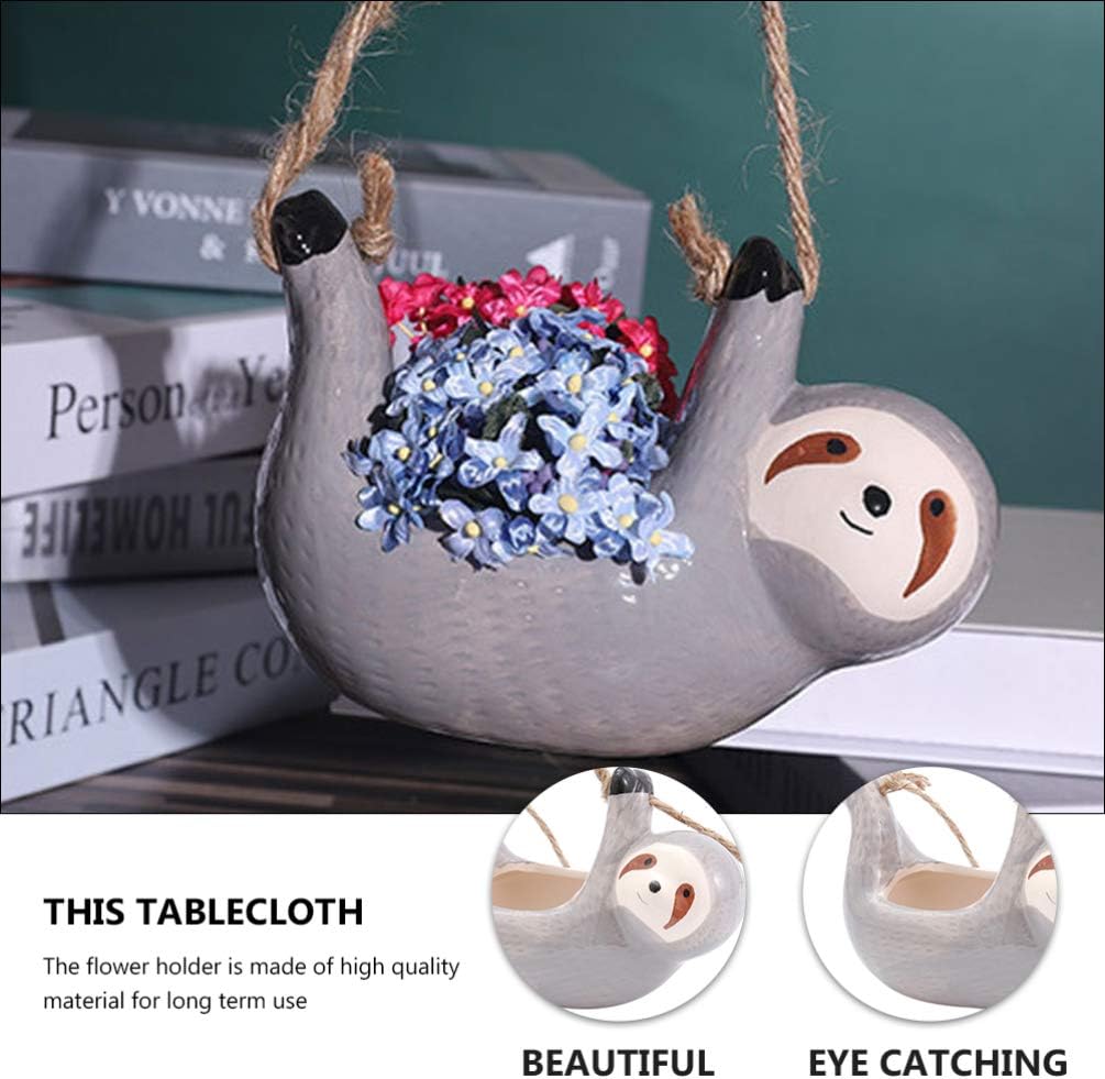 Cabilock 2pcs Sloth Ceramic Wall Planter Hanging Pot for Indoor and Outdoor Decor Flower Holder and Space-Saving Plant Container