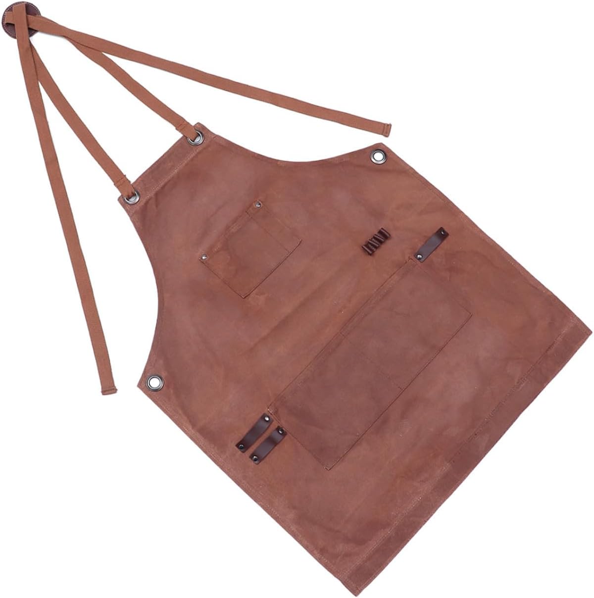 Heavy Duty Waxed Canvas Work Apron with Tool Pockets and Hammer Loop for Men Carpenter Shop Apron for Woodworking Mechanics and DIY Tasks