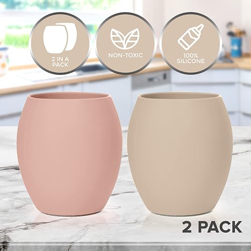 Miniatura 3 de Taza de silicona para bebé, taza de entrenamiento para niños pequeños, taza abierta para el destete LED de bebé, paquete de 2 tazas para bebés sin