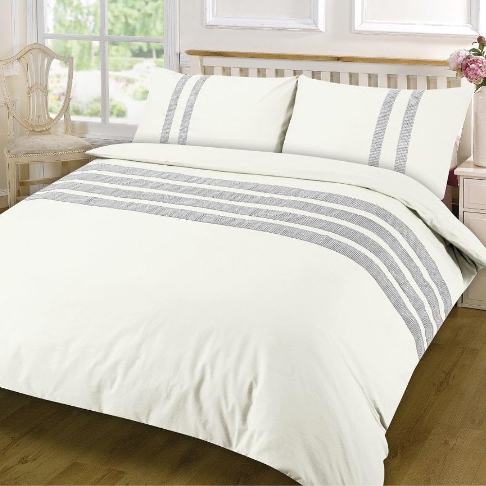 Kampala Hill Lace Dia Duvet Cover Set Luxury Double Cream Bedding Set 100% Egyptian Cotton Percale 200 Thread Count