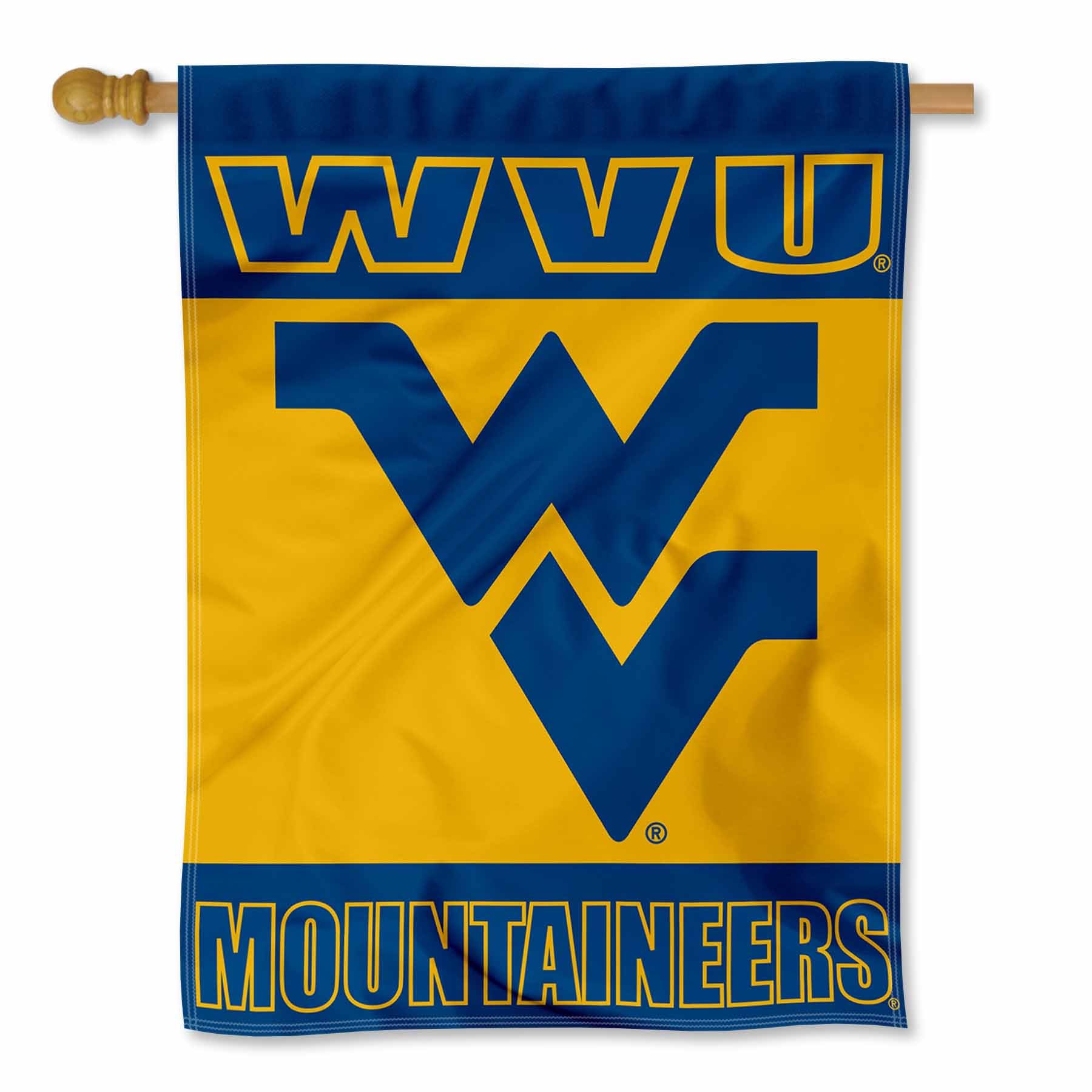 College Flags And Banners WVU Mountaineers Double Sided 30x40 Inch House Flag - Officially Licensed