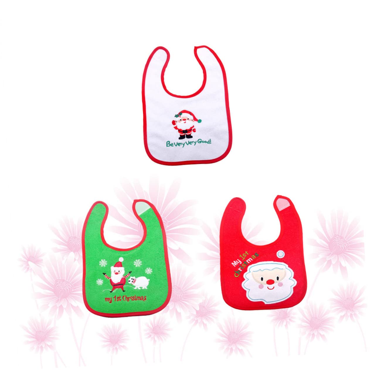 ibasenice 9piezas Baberos De Alimentación Para Bebés Diseño De Santa Claus Impermeables y Bolsillo Para Comida Divertido y Para Navidad