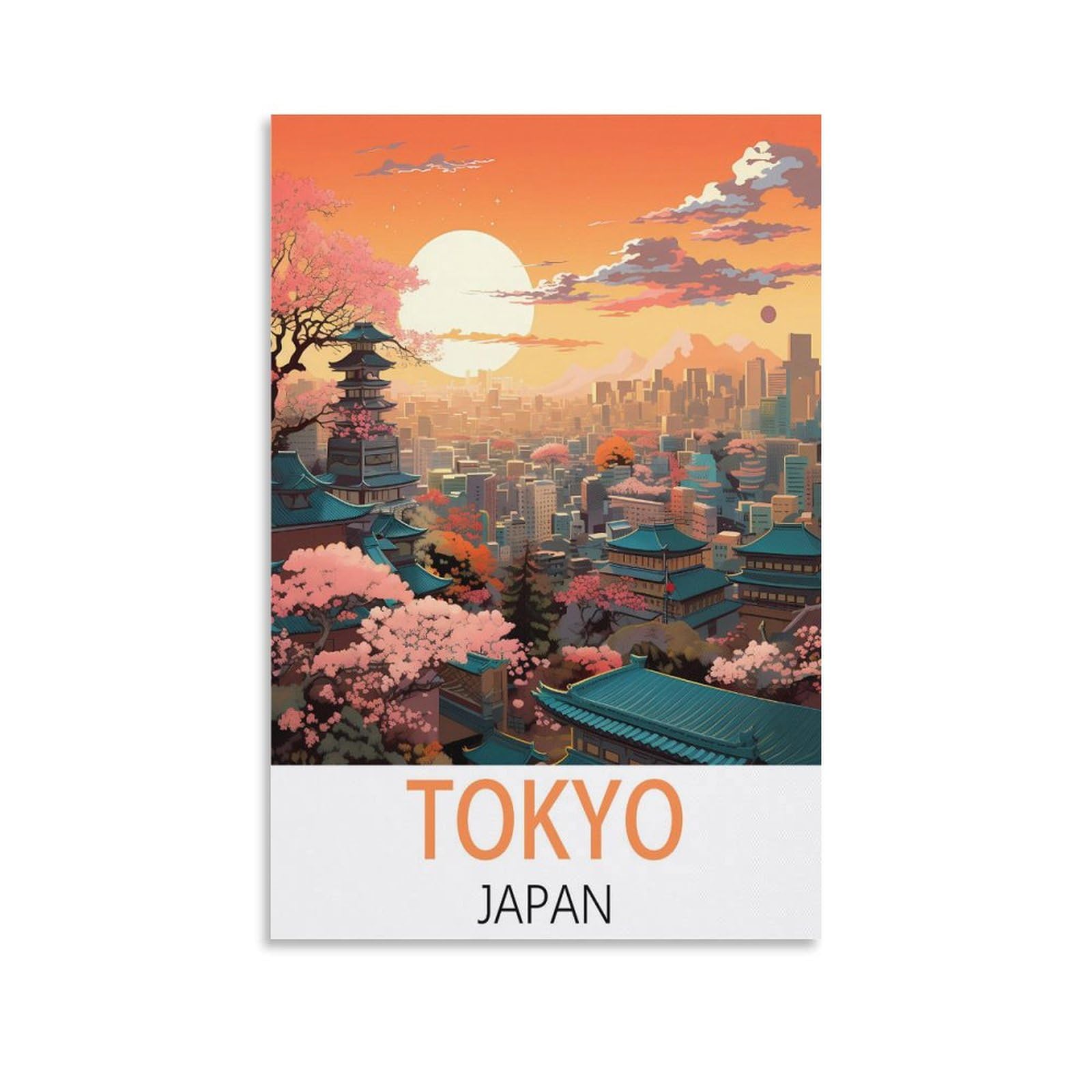 Javon Unframe-Style Tokyo Japan Vintage Travel Poster 16X24inch(40X60cm) Canvas Art Poster And Wall Art Picture Print Bedroom Decor