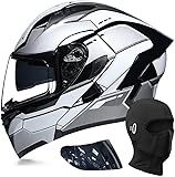 Caimcie Motorradhelm, Klapphelm, Modularhelm, DOT/ECE-zertifizierter Integralhelm mit Doppelvisier, Rennhelm, Mopedhelm für Erwachsene (Damen, Herren) G,XXL=63-64cm