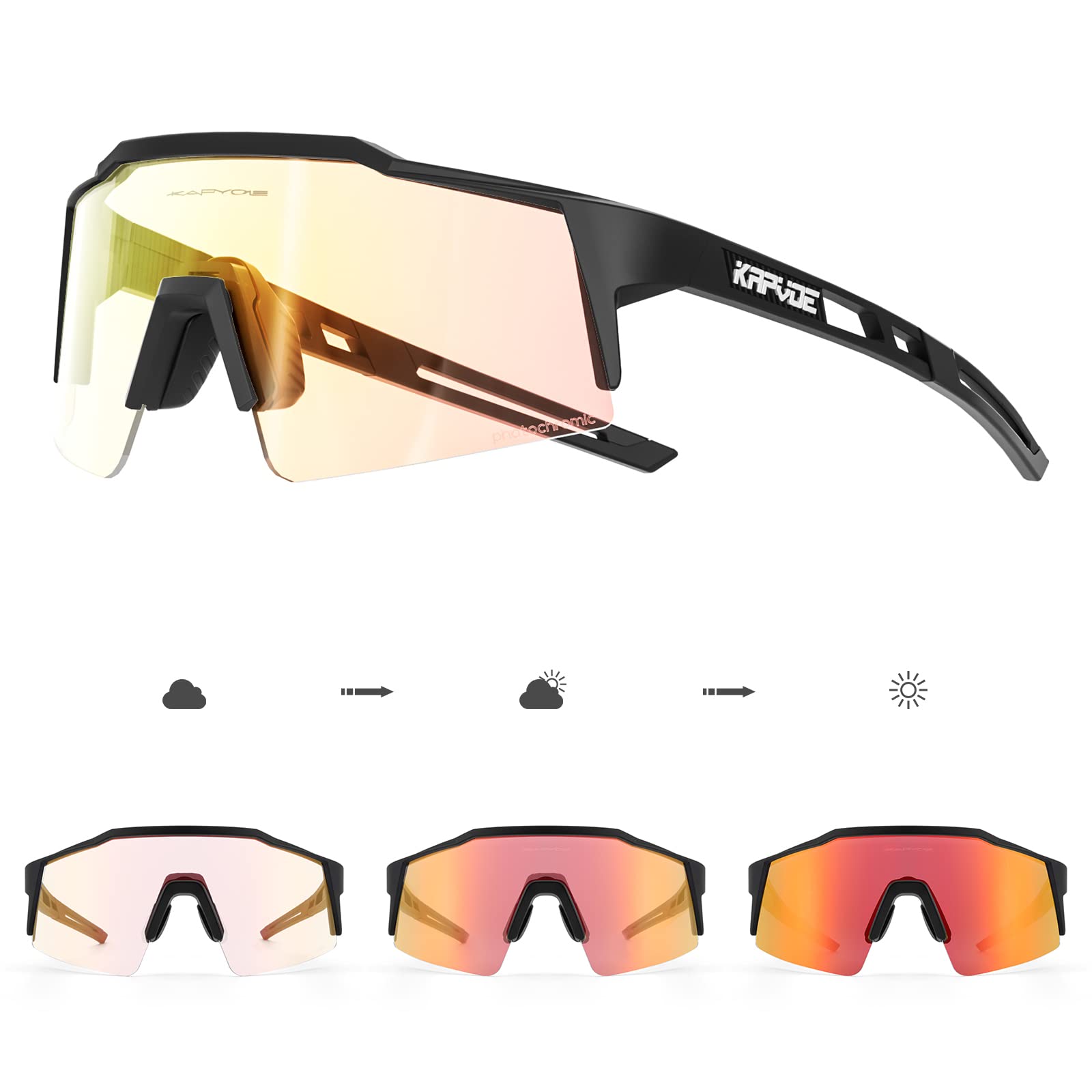 KAPVOE Gafas de Ciclismo Fotocromáticas con TR90 Mujeres Hombres Niños Niñas Gafas de Sol Deportivas Mujeres Hombres