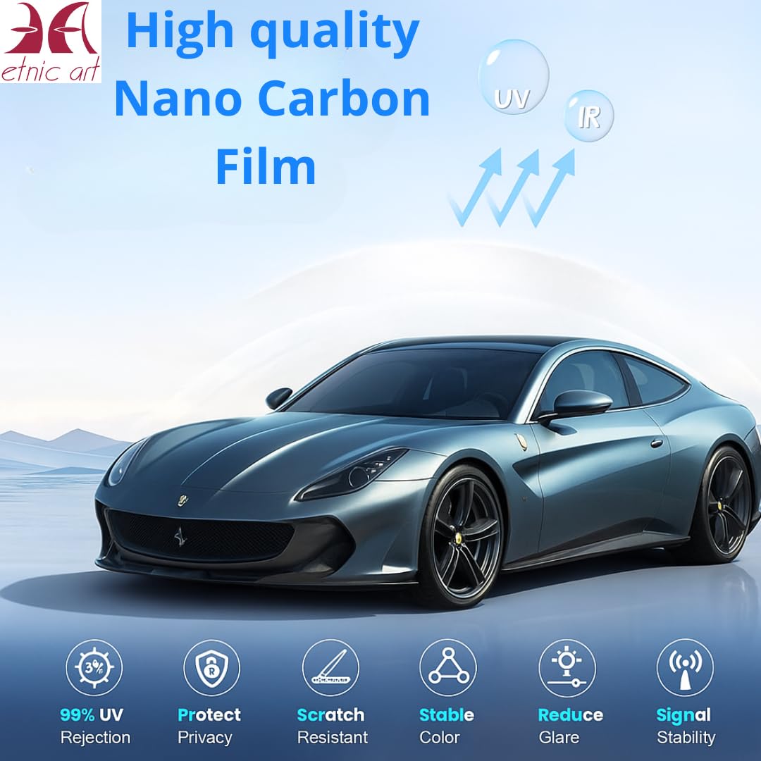 Film occultant pour vitres de voiture, nano-carbone, qualité professionnelle, dimensions grandes, petites tailles, anti-rayures, pare-soleil, anti-reflets, thermoformant, adhésif, pour fenêtres de
