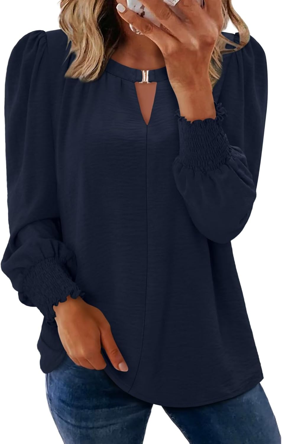 KISSMODA Womens Fashion Blouse Long Sleeve Casual Tunic Solid Basic Top Soft Breathable Tunic Tops 2026 Fall Trendy S-XXL - Image 3