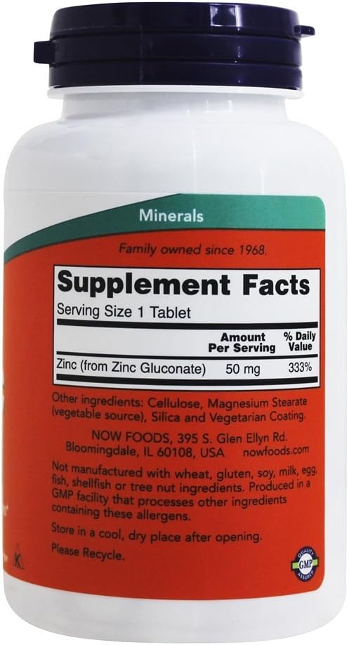 Now Foods zinc gluconate 50mg 250 tabs ( Multi-Pack)