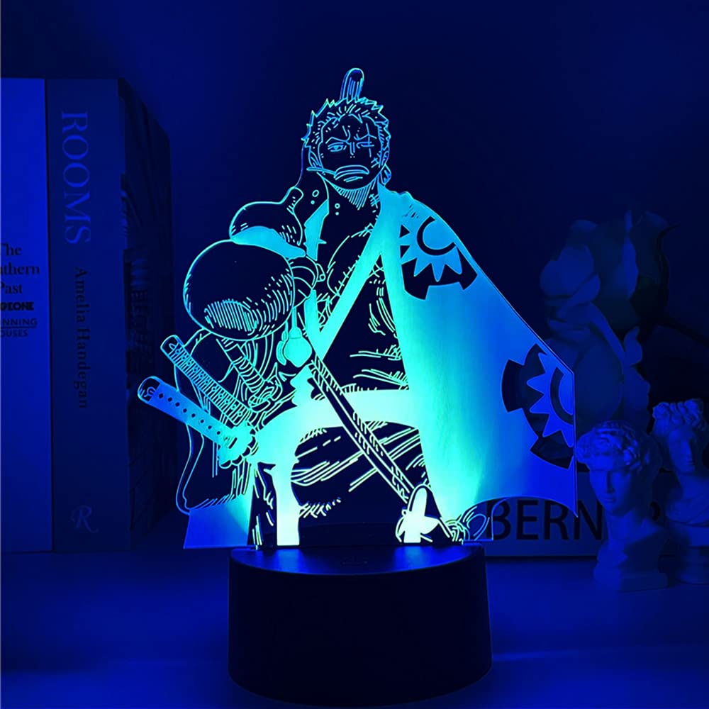 LUUSMM One Piece Anime 3D Night Light 16 Colors Changing Touch & Remote Control Luffy Figure Manga Illusion LED Lamp Christmas Gifts for Boys/Girls/Kids/Fans
