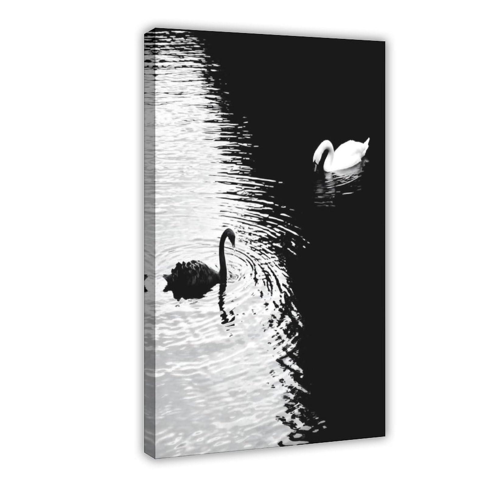 Hohhmy Frame-Style Yin Yang Swan Canvas Poster For Dorm Room Decor Gift