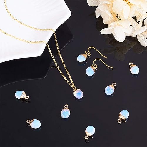 Miniatura 5 de DanLingJewelry - Juego de 20 colgantes de piedras preciosas ovaladas para hacer joyas (0.551 x 0.315 x 0.197 in)