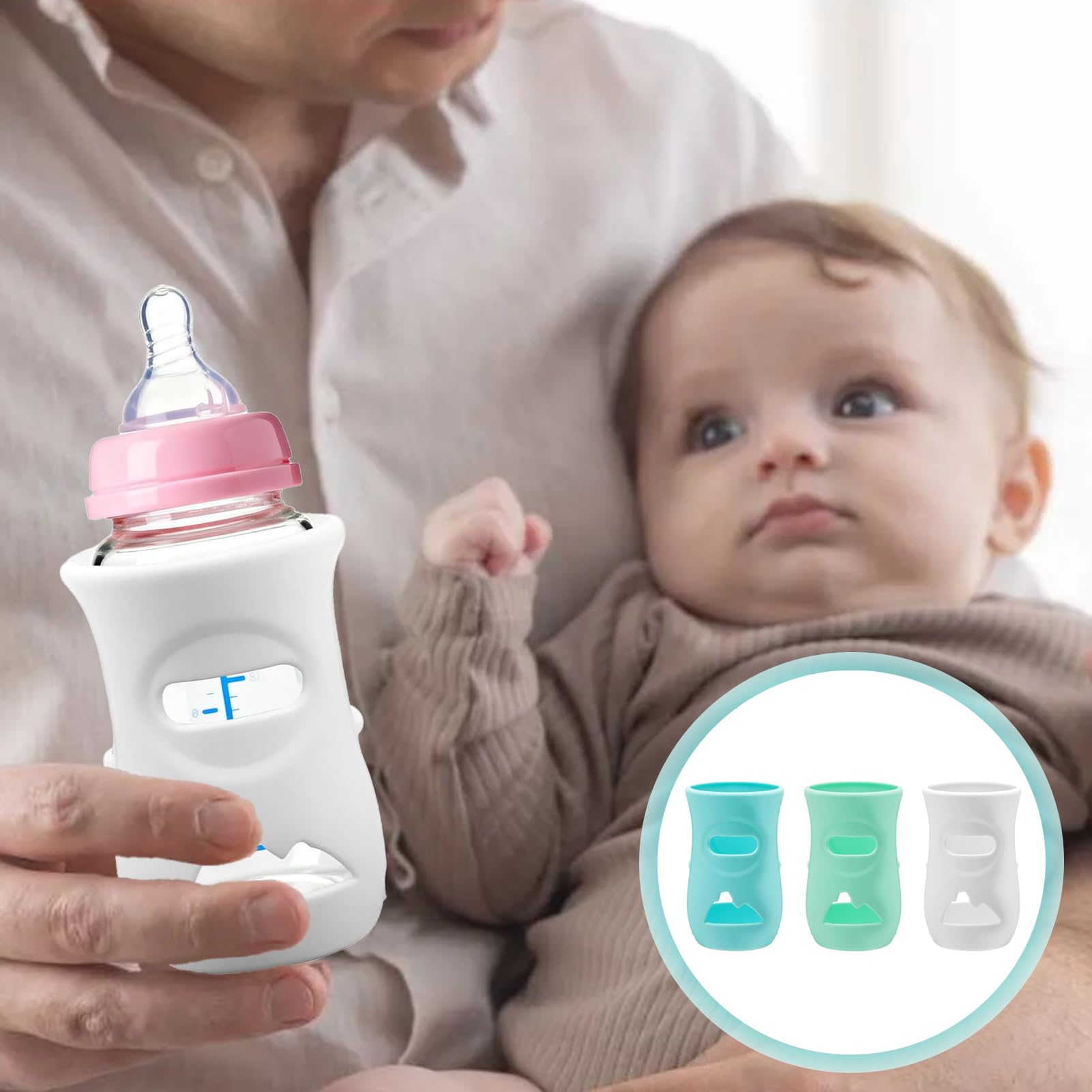 3 Silikonhüllen für natürliche Aventflaschen, aus Glas, bruchsicher, kompatibel mit Philips Avent Naturglasflaschen (240 ml)
