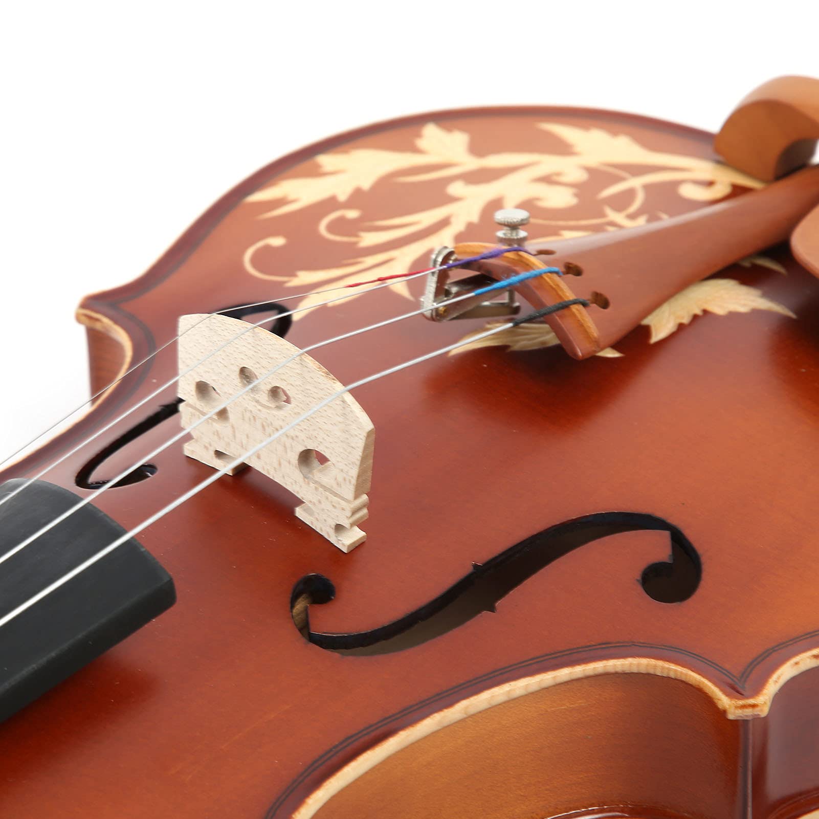 4/4 drewniane skrzypce, rzeźbione w kwiaty drewniane skrzypce zestaw elegancki design akcesoria do instrumentów muzycznych ręcznie polerowane dla miłośników muzyki dla przyjaciół