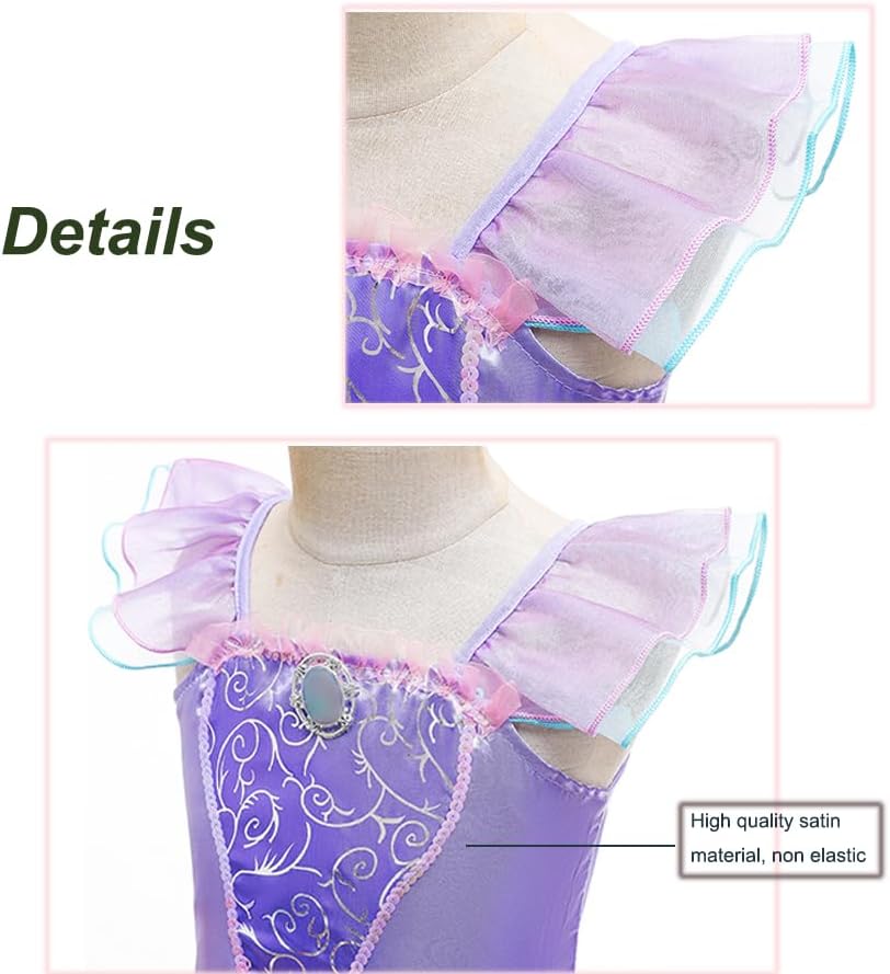 Miniatura 3 de Little Girls Princess Mermaid Costume for Girls Dress Up with Accessory for Christmas Birthday Party Supplies