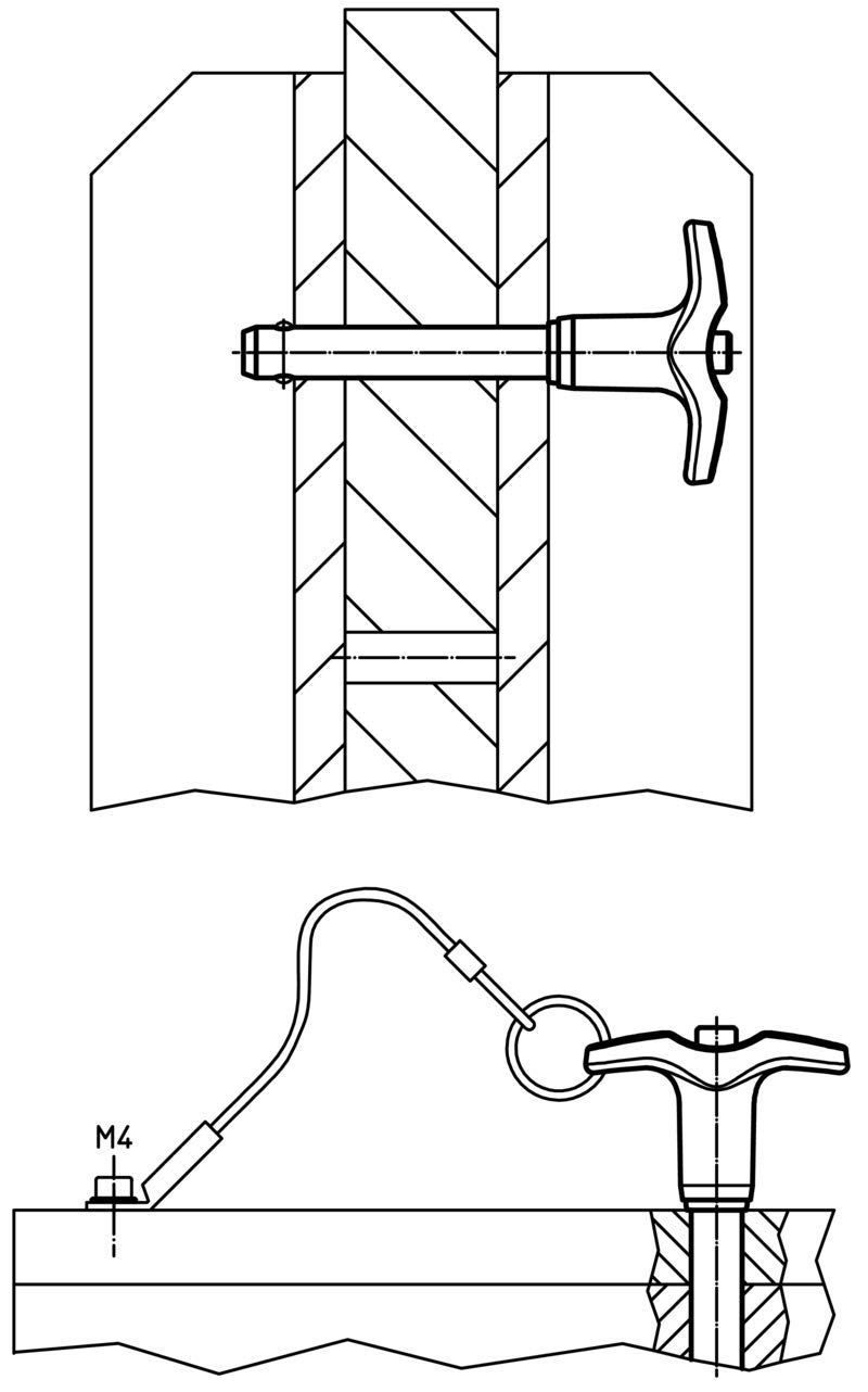 HALDER 22340.0018 Kugelsperrbolzen, selbstsichernd, mit T-Griff Ball Locking Bolts, Black, d1=5 mm / l1=40 mm