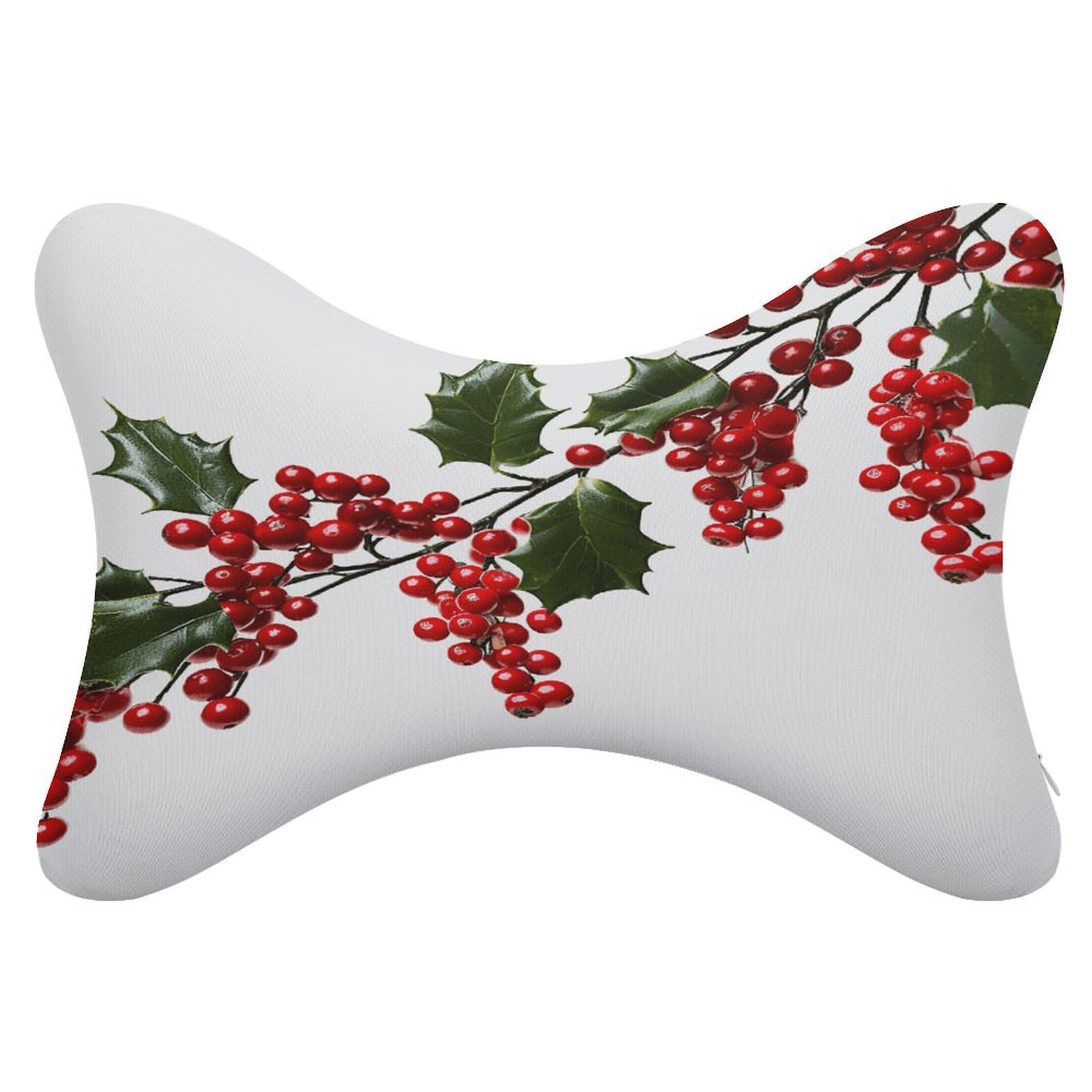 FekiLoot Holly Berry Branches Car Headrest Set of 2,Softness Memory Foam Car Neck Pillow with Breathable Removable Cover Car Neck Support Pillow Ergonomic for Driving, Office