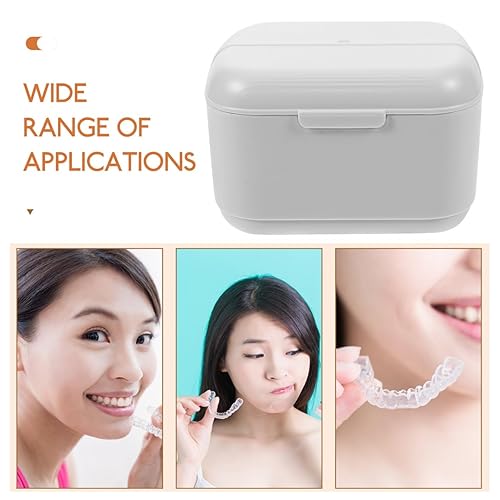 Miniatura 7 de GLEAVI Estuche de baño para prótesis a prueba de fugas, portátil, caja de almacenamiento de dientes falsos con cesta, protector bucal, estuche de
