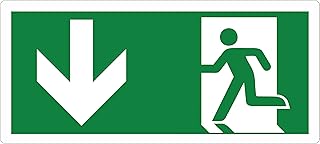 pubblimania Sortie d'urgence Adhésif PVC résistant pour extérieur et intérieur (Cm29x13) (flèche basse)