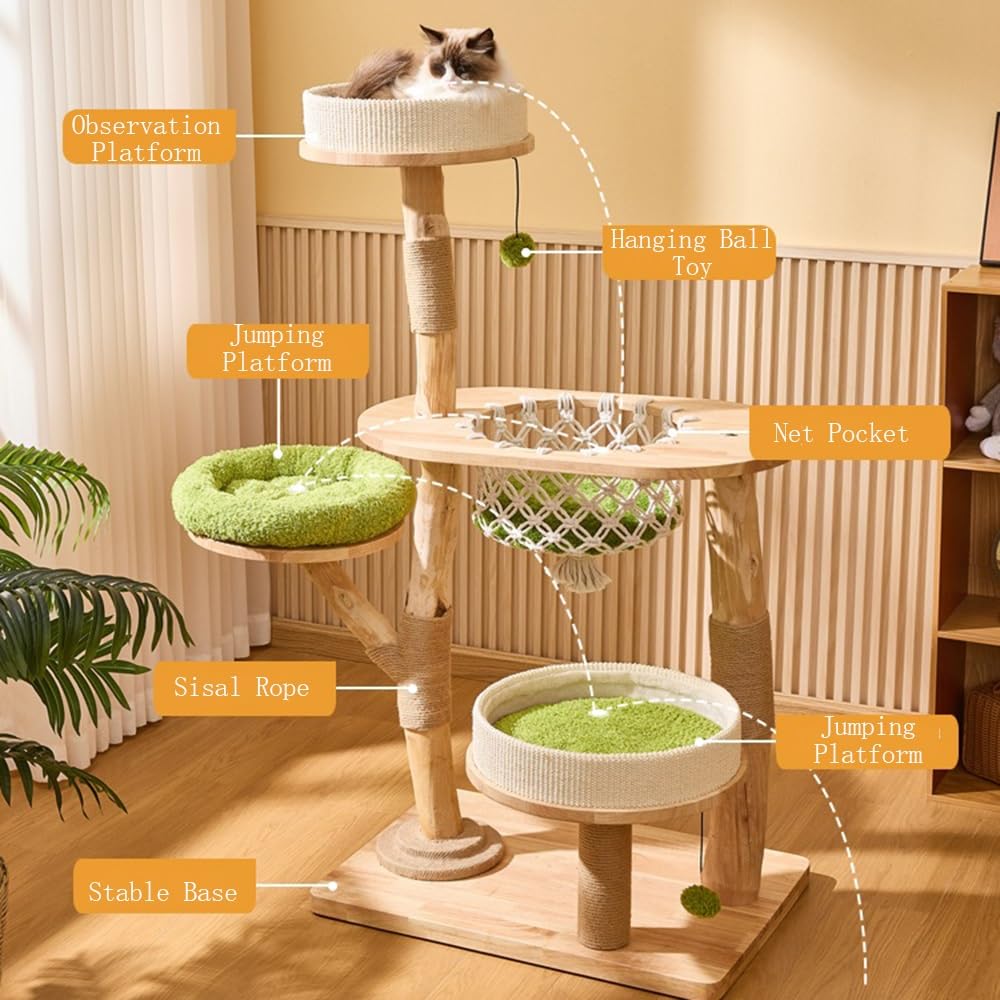 Torre para Gatos Árbol for Gatos de Gran tamaño con Marco Escalada Integrado, Cama Colgante, casa for, Juguete for Rascador(Medio)